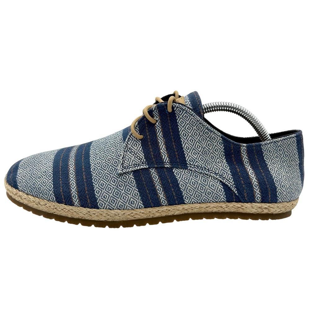 PATARA Nomad Lace-up Derby Shoes Mens Size 10 Blue Diamond Striped Espadrille
